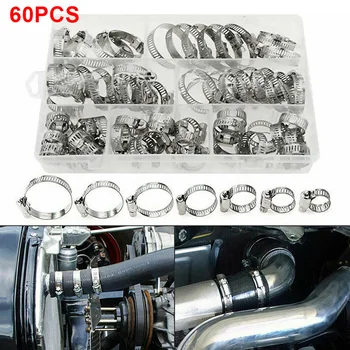 60Pcs Stainless Steel Assorted Hose Clamp Kits for Band Clamp Metal Fastener Assortment Parts 8-38mm 
60Pcs Stainless Steel Assorted Hose Clamp Kits for Band Clamp Metal Fastener Assortment Parts 8-38mm