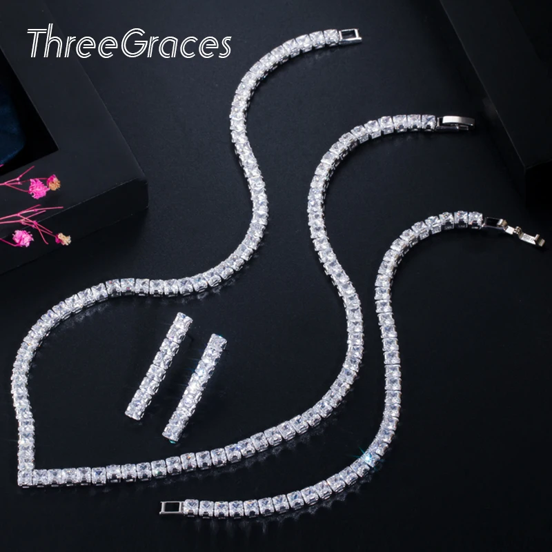ThreeGraces Sparkling Square Cubic Zircon 3pcs Earring Necklace Bracelet Sets for Women African Wedding Jewelry Gift TZ501
ThreeGraces Sparkling Square Cubic Zircon 3pcs Earring Necklace Bracelet Sets for Women African Wedding Jewelry Gift TZ501