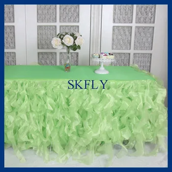 CL001K custom made many colors green 8ft 10ft 11ft 13ft 14ft 17ft 21ft frilly curly willow organza table skirt with velcro 
CL001K custom made many colors green 8ft 10ft 11ft 13ft 14ft 17ft 21ft frilly curly willow organza table skirt with velcro