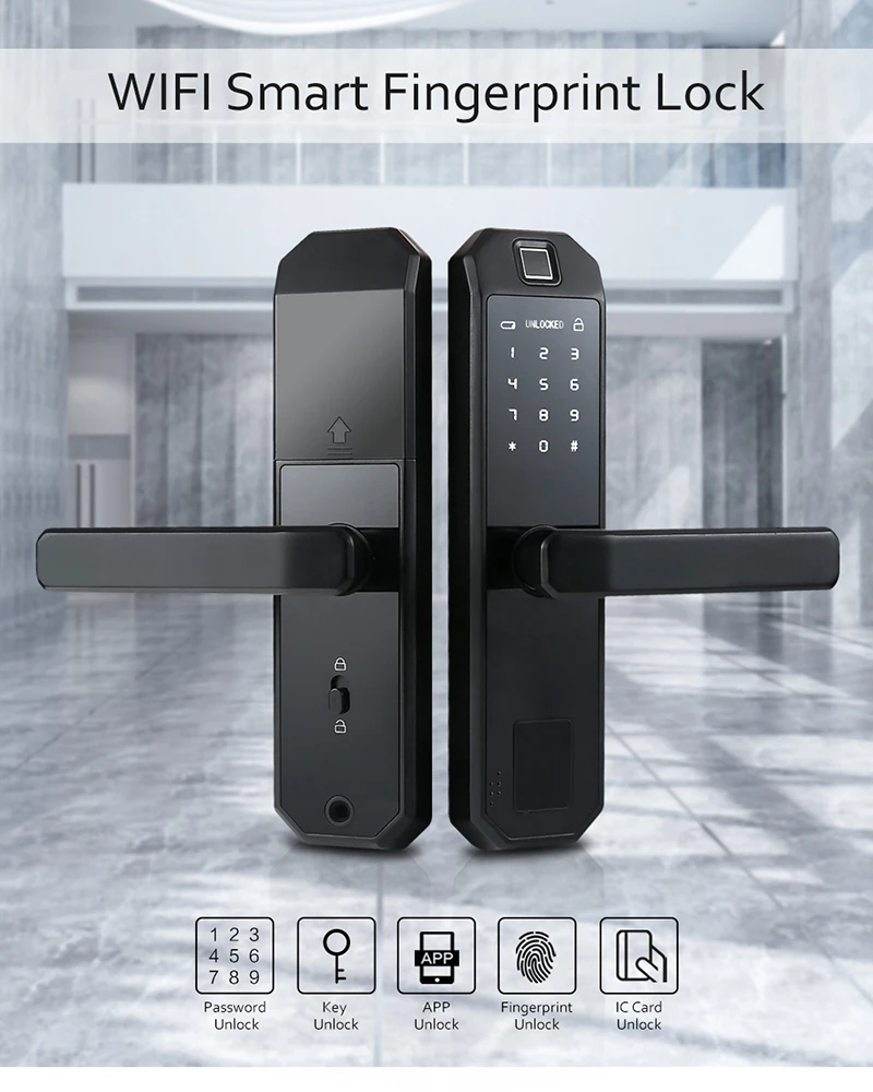 Tuya APP smart door lock Fingerprint RFID Card and bracelet WiFi Electronic password Door Lock Home Security Digital lock
Tuya APP smart door lock Fingerprint RFID Card and bracelet WiFi Electronic password Door Lock Home Security Digital lock