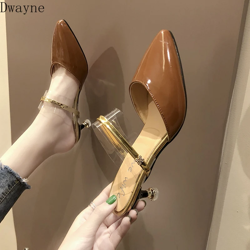 Half slipper female 2019 new Korean version of the wild patent leather pointed stiletto sandals
Half slipper female 2019 new Korean version of the wild patent leather pointed stiletto sandals