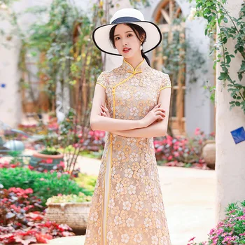 Elegant Lady Plus Size 4XL Novelty Chinese Formal Aodai Dress Chinese Style Women Mandarin Collar Qipao Vintage Lace Cheongsam 
Elegant Lady Plus Size 4XL Novelty Chinese Formal Aodai Dress Chinese Style Women Mandarin Collar Qipao Vintage Lace Cheongsam