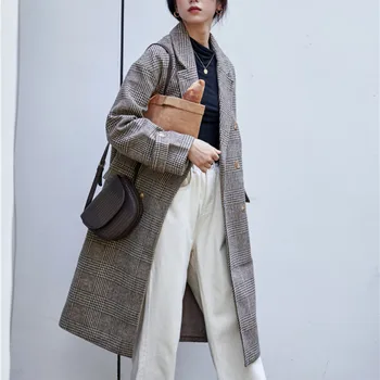 2019 Long Plaids And Tweeds Woolen Coat Winter Women Clothes England Checked Wool Overcoat Khaki Warm Blends Jacket Female Outer
2019 Long Plaids And Tweeds Woolen Coat Winter Women Clothes England Checked Wool Overcoat Khaki Warm Blends Jacket Female Outer