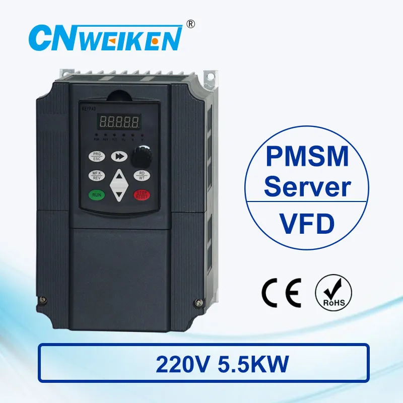 wk600B Vector Control frequency converter 5.5kw Single to Three-phase 220V Permanent Magnetic Synchronous Motor Drive
wk600B Vector Control frequency converter 5.5kw Single to Three-phase 220V Permanent Magnetic Synchronous Motor Drive