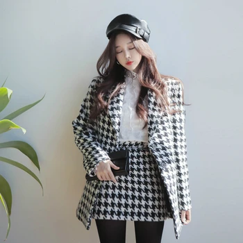2019 Winter Office Work Two Piece Set for Women Houndstooth Tweed Blazer and Mini Bodycon Skirt Ladies Autumn 2 Piece Set Women
2019 Winter Office Work Two Piece Set for Women Houndstooth Tweed Blazer and Mini Bodycon Skirt Ladies Autumn 2 Piece Set Women