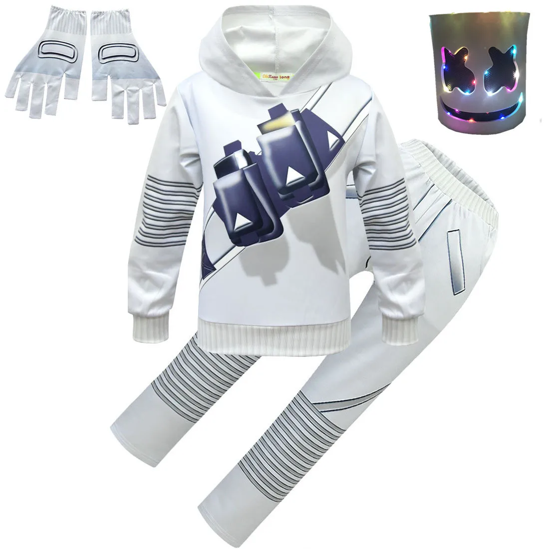 Dj Marshmallow Costume/ Kids Boys Girls Sweater/Tops/Pants/Mask Set Halloween Cosplay Clothes Marshmallow Props 
Dj Marshmallow Costume/ Kids Boys Girls Sweater/Tops/Pants/Mask Set Halloween Cosplay Clothes Marshmallow Props