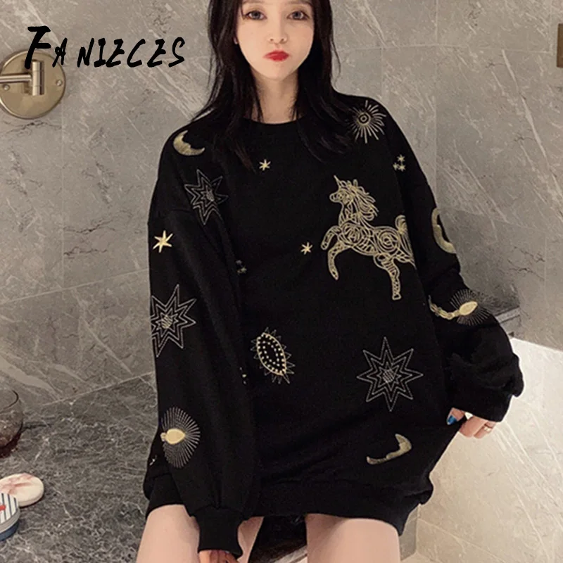 Women fall winter O-Neck Casual Sweatshirts Female Fashion Long Sleeve Star horse Embroidery Pullovers Ladies Personality Top
Women fall winter O-Neck Casual Sweatshirts Female Fashion Long Sleeve Star horse Embroidery Pullovers Ladies Personality Top