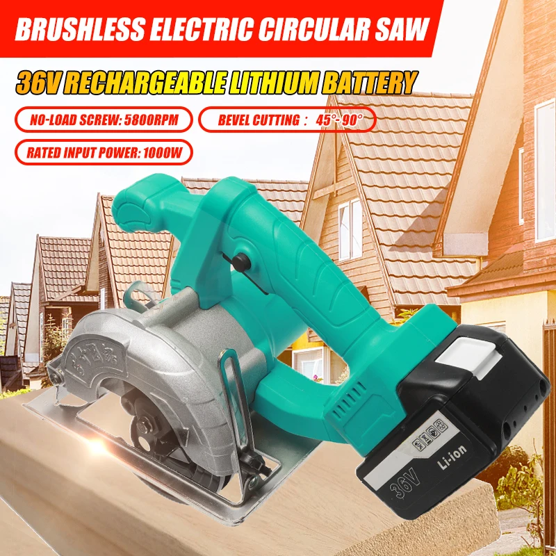 1000W 36V Brushless Electric Circular Saw 5inch Multifunction Cutting Machine For LI-ION Battery Rechargeable Power Tools
1000W 36V Brushless Electric Circular Saw 5inch Multifunction Cutting Machine For LI-ION Battery Rechargeable Power Tools