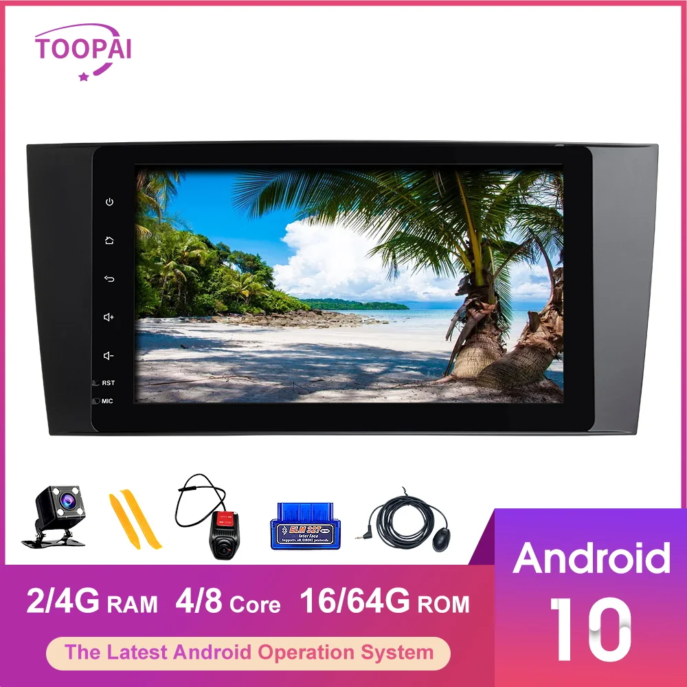 Автомагнитола TOOPAI Android 10 для Mercedes Benz W203 CLK200 CLK22 Volkswagen Crafter стерео навигация GPS