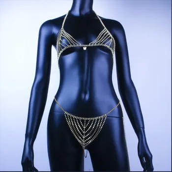 Sexy Lingerie Crystal Butterfly Pendant Body Chain Bra and Thong Panties Underwear Set for Women Luxury Rhinesotne Body Jewelry
Sexy Lingerie Crystal Butterfly Pendant Body Chain Bra and Thong Panties Underwear Set for Women Luxury Rhinesotne Body Jewelry