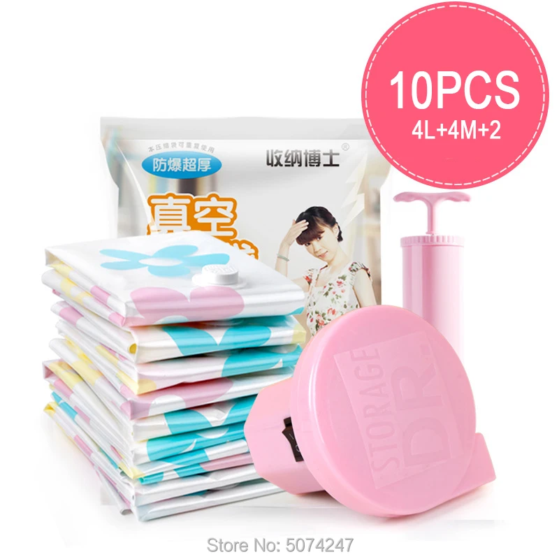 8+2PCS Thickened Vacuum Storage Bag For Clothe Compressed Bag with Hand/Electric Pump Reusable Blanket Clothes Quilt Organizer
8+2PCS Thickened Vacuum Storage Bag For Clothe Compressed Bag with Hand/Electric Pump Reusable Blanket Clothes Quilt Organizer