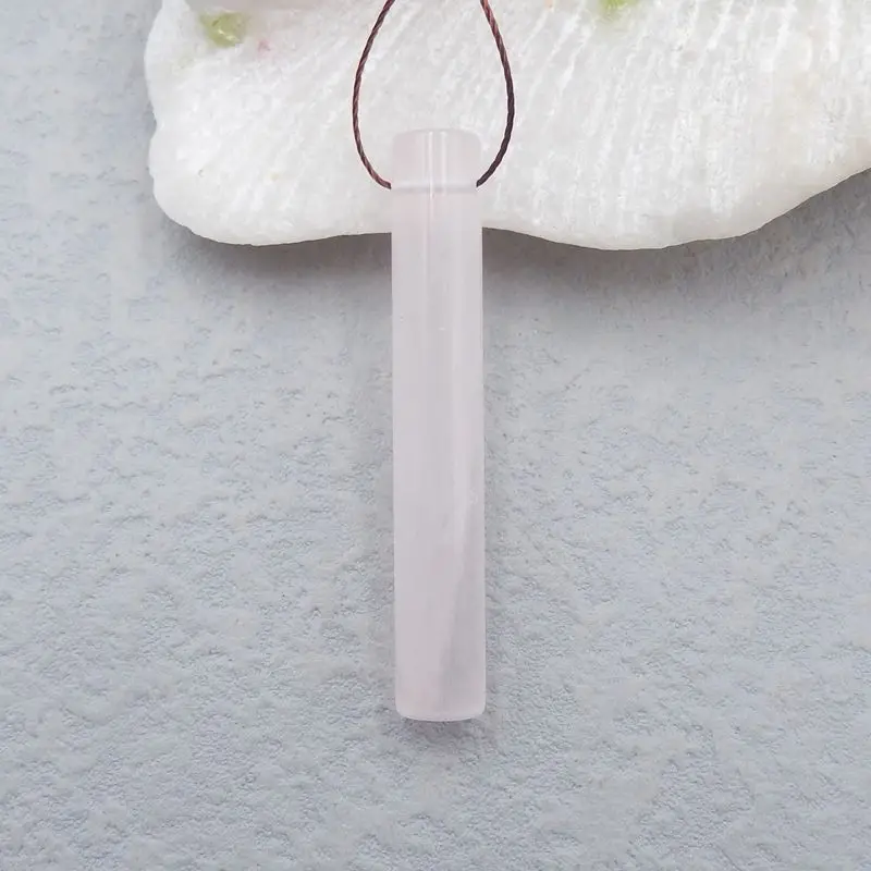 Фото Natural Stone Rose Quartz Drilled Long Necklace Pendant Bead 51x8mm 7g | Украшения и аксессуары