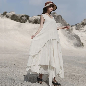NINI WONDERLAND 2020 Summer Midi Dress Women's V-neck Irregular Cotton Dress Female Sleeveless Vintage Retro Dresses Black White 
NINI WONDERLAND 2020 Summer Midi Dress Women's V-neck Irregular Cotton Dress Female Sleeveless Vintage Retro Dresses Black White