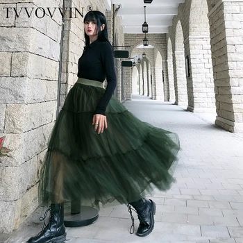 Loose High Elastic Waist Green Mesh Split Joint Temperament Half-body Skirt Women Fashion Tide Spring Autumn 2020 2KII
Loose High Elastic Waist Green Mesh Split Joint Temperament Half-body Skirt Women Fashion Tide Spring Autumn 2020 2KII