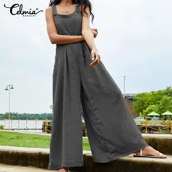 Celmia Women Cotton Casual Jumpsuits Summer Straps Dungaree Wide Leg Rompers Ladies Overalls Casual Loose Playsuits Plus Size
Celmia Women Cotton Casual Jumpsuits Summer Straps Dungaree Wide Leg Rompers Ladies Overalls Casual Loose Playsuits Plus Size
