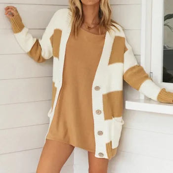 Foridol knitted button long cardigans women vintage autumn winter khaki stripe cardigan casual oversized cardigans 2020 winter 
Foridol knitted button long cardigans women vintage autumn winter khaki stripe cardigan casual oversized cardigans 2020 winter