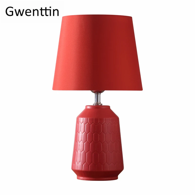 Red Ceramic Table Lamps Romantic Modern Desk Lamp for Living Room Bedroom Led Stand Light Fixtures Standing Lights Wedding Decor | Освещение
