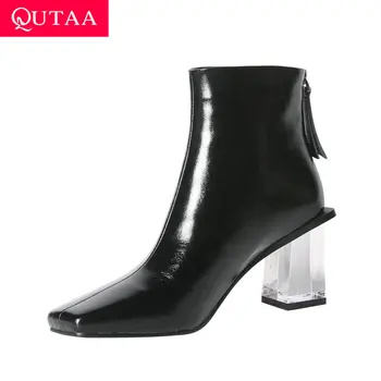 QUTAA 2021 Transparent Square High Heel Fashion Ankle Boots Autumn Winter Cow Leather Square Toe Zipper Women Shoes Size 34-39
QUTAA 2021 Transparent Square High Heel Fashion Ankle Boots Autumn Winter Cow Leather Square Toe Zipper Women Shoes Size 34-39