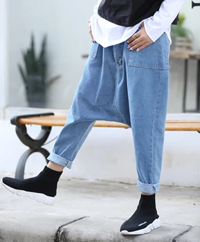 Spring and Summer Autumn New Washed Denim Cropped Pants Loose Harlem Pants for Women Plus Size Women Jeans Streetwear Women
Spring and Summer Autumn New Washed Denim Cropped Pants Loose Harlem Pants for Women Plus Size Women Jeans Streetwear Women