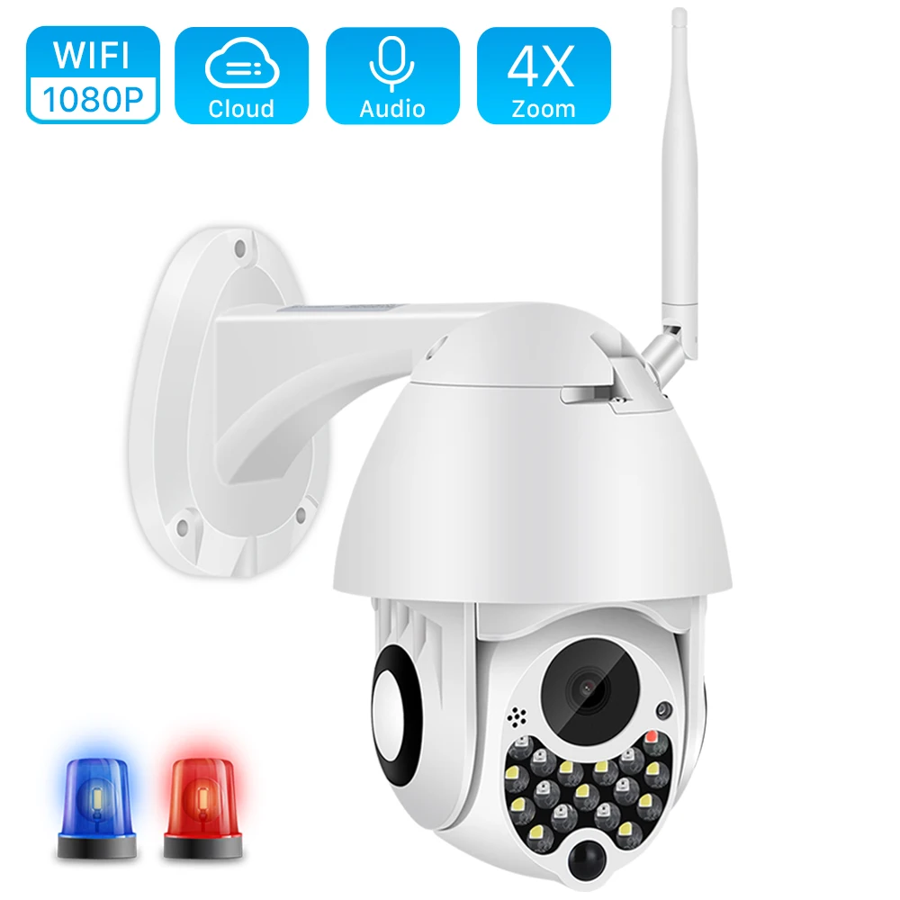 1080P Siren Light Wifi PTZ Camera 2MP Auto Tracking Cloud Home Security IP Camera 4X Digital Zoom Speed Dome Camera Outdoor
1080P Siren Light Wifi PTZ Camera 2MP Auto Tracking Cloud Home Security IP Camera 4X Digital Zoom Speed Dome Camera Outdoor