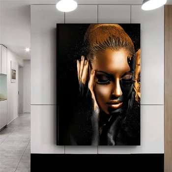 Black Gold African Woman Oil Paintings on Canvas Nude Wall Art Posters and Prints Scandinavian Cuadros for Living Room Decor
Black Gold African Woman Oil Paintings on Canvas Nude Wall Art Posters and Prints Scandinavian Cuadros for Living Room Decor