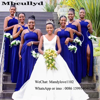 Mbcullyd Royal Blue Long Bridesmaid Dresses 2020 Sexy Halter Neck Wedding Guest Dress Party Cheap Under 100 Vestidos De Fiesta 
Mbcullyd Royal Blue Long Bridesmaid Dresses 2020 Sexy Halter Neck Wedding Guest Dress Party Cheap Under 100 Vestidos De Fiesta