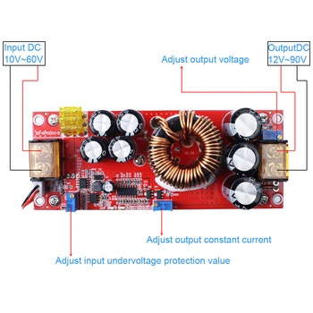 1500W 30A 1200W 18A DC-DC CVCC Step Up Power Supply Module Non-isolated Boost Voltage Converter 10V-60V to 12V-90V with Fan
1500W 30A 1200W 18A DC-DC CVCC Step Up Power Supply Module Non-isolated Boost Voltage Converter 10V-60V to 12V-90V with Fan