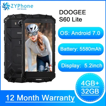 

DOOGEE S60 Lite IP68 Wireless Charge Smartphone 5580mAh 12V2A Quick Charge 16.0MP 5.2'' FHD MTK6750T Octa Core 4GB RAM 32GB ROM