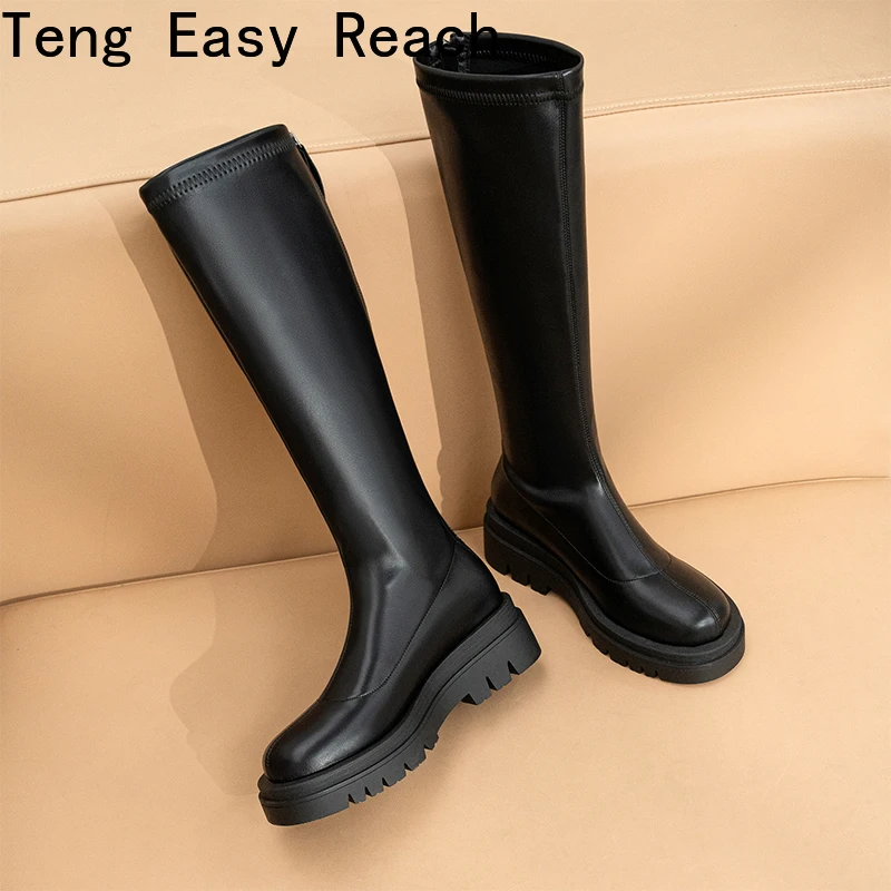 Fashion Non-Slip Thick Bottom Knee High Boots Women High Quality black Round Toe Zip Motorcycle Boot Platform Boots size33-43
Fashion Non-Slip Thick Bottom Knee High Boots Women High Quality black Round Toe Zip Motorcycle Boot Platform Boots size33-43