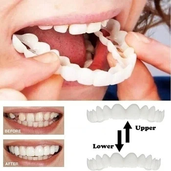 2PCS Upper+2PCS Lower Denture Teeth Whitening Fake Tooth Cover Comfort Fit Snap On Silicone Beauty Veneers Teeth Cosmetic Teeth
2PCS Upper+2PCS Lower Denture Teeth Whitening Fake Tooth Cover Comfort Fit Snap On Silicone Beauty Veneers Teeth Cosmetic Teeth