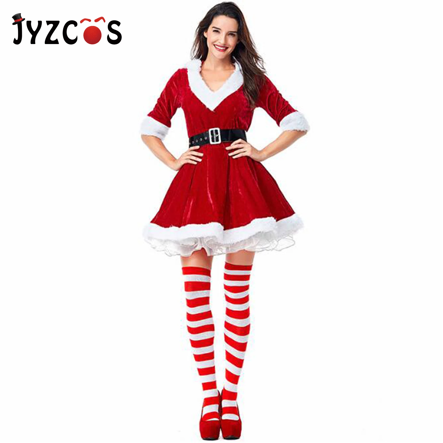 JYZCOS Christmas Hooded Dress With Belt Sexy Women's Christmas Costume Santa Costume Short Sleeve Plush Warm Fancy Pleated Dress 
JYZCOS Christmas Hooded Dress With Belt Sexy Women's Christmas Costume Santa Costume Short Sleeve Plush Warm Fancy Pleated Dress