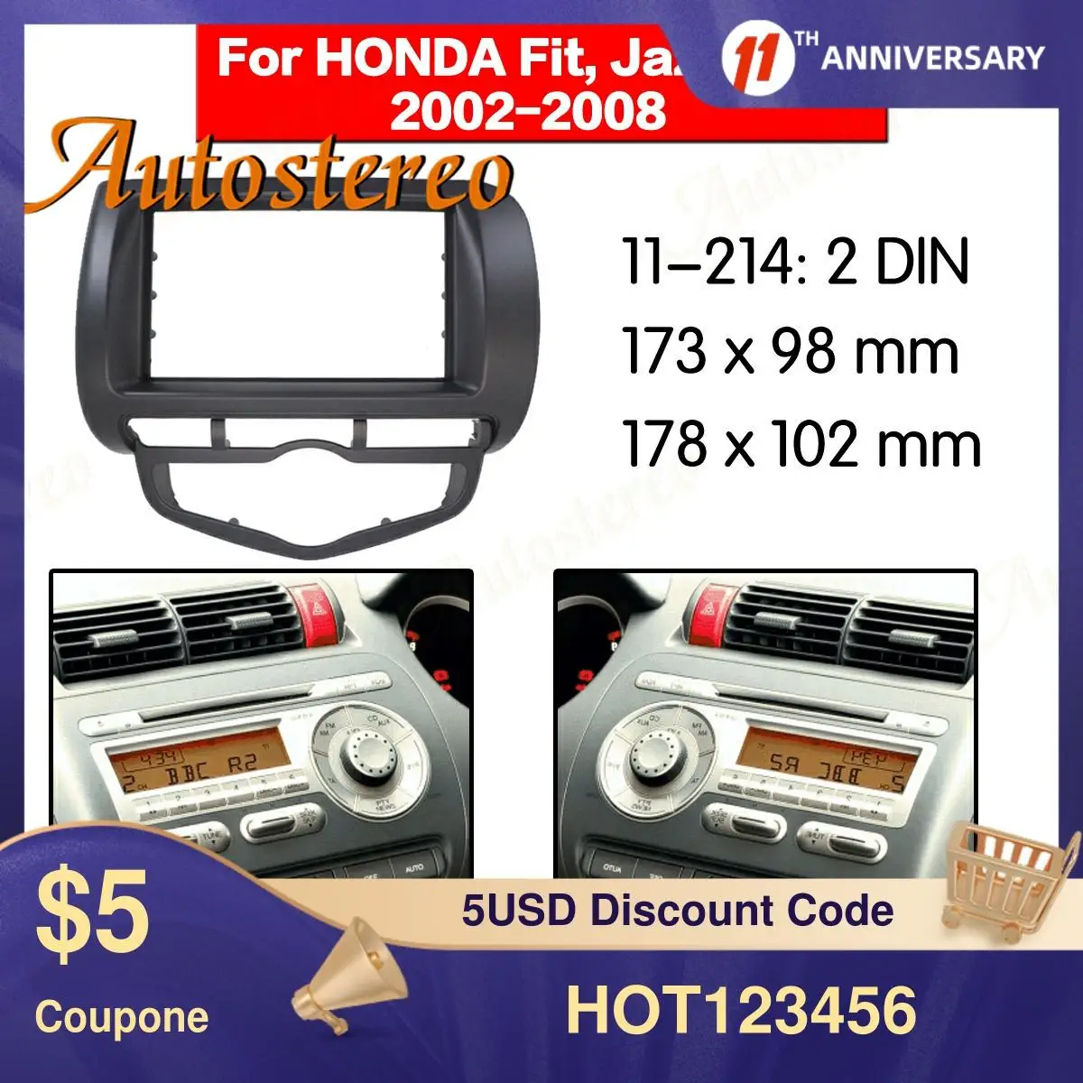 Frame Panel Top Radio Fascia for Honda Fit Jazz City 2002-2008 Stereo Fascia Dash CD Trim Installation Frame Kit
Frame Panel Top Radio Fascia for Honda Fit Jazz City 2002-2008 Stereo Fascia Dash CD Trim Installation Frame Kit