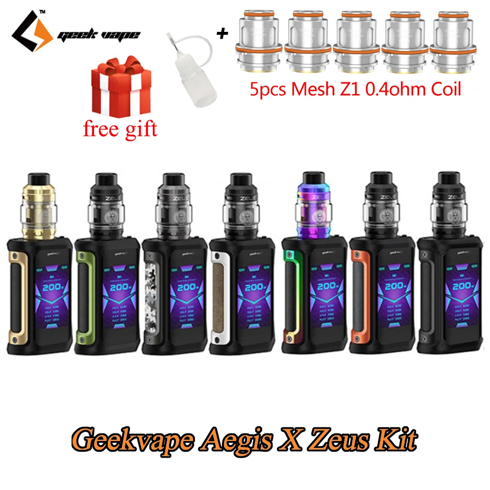 New arrival Geekvape Aegis X Zeus Kit 200W Box Mod By Dual 18650 Fit 510 Thread Zeus Subohm Vape Atomizer with mesh coil
New arrival Geekvape Aegis X Zeus Kit 200W Box Mod By Dual 18650 Fit 510 Thread Zeus Subohm Vape Atomizer with mesh coil