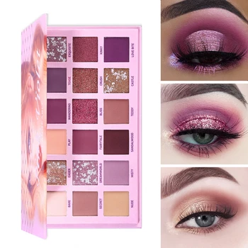 Eye Shadow Palette Pink Violet nude 18 Color Matte Shimmer eye shadow powder waterproof pigment 
Eye Shadow Palette Pink Violet nude 18 Color Matte Shimmer eye shadow powder waterproof pigment