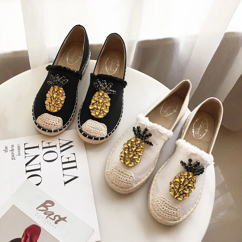 2019 New Women Espadrilles Flats Crystal Pineapple Hemp Fisherman Shoes Ladies Fashion Rhinestone Loafers Slip On Single Shoes
2019 New Women Espadrilles Flats Crystal Pineapple Hemp Fisherman Shoes Ladies Fashion Rhinestone Loafers Slip On Single Shoes