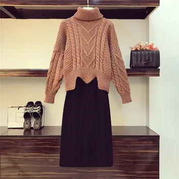 New Autumn Winter Turtleneck Warm Thick Loose Knitting Lazy Sweater Two Piece Set And Black Pocket Split Bodycon Midi Skirt Set
New Autumn Winter Turtleneck Warm Thick Loose Knitting Lazy Sweater Two Piece Set And Black Pocket Split Bodycon Midi Skirt Set