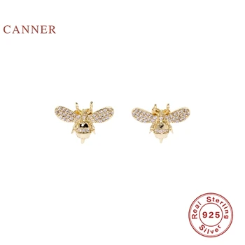 CANNER Real 925 Sterling Silver Earrings For Women Mini Bee Stud Earrings Zircon Diamond Korean Silver Gold Jewelry Pendientes 
CANNER Real 925 Sterling Silver Earrings For Women Mini Bee Stud Earrings Zircon Diamond Korean Silver Gold Jewelry Pendientes