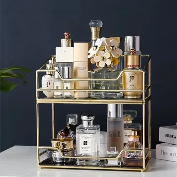 Fashion Rotating Cosmetic Desktop Storage Box Transparent Makeup Storage Shelf 2 Tiers Glass Tray Dressing Table Finishing Racks
Fashion Rotating Cosmetic Desktop Storage Box Transparent Makeup Storage Shelf 2 Tiers Glass Tray Dressing Table Finishing Racks