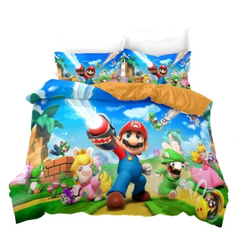 

New Mario Bros Cartoon 3d Bedding Set Duvet Cover Set Pillowcase Single Double Bed Linen Twin Full Queen King Size for Decors