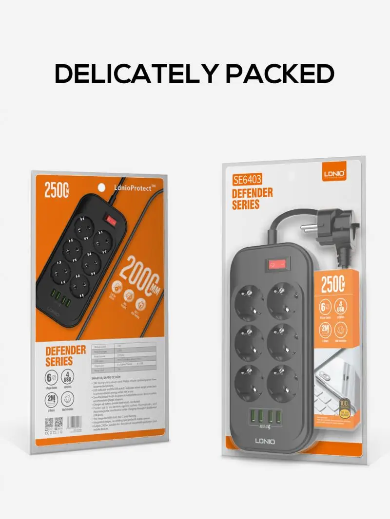 LDNIO Power Strip 6 Power Outlets Sockets 3.4A 4 USB Charging Ports LDNIO Power Strip 6 Power Outlets Sockets 3.4A 4 USB Charging Ports