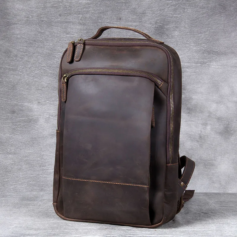 Simple vintage high quality crazy horse cowhide men's laptop backpack outdoor travel natural genuine leather women's bagpack
Simple vintage high quality crazy horse cowhide men's laptop backpack outdoor travel natural genuine leather women's bagpack