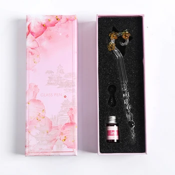 With Box Ink Easy Clean Signature Spiral Design Gift Calligraphy Cherry Blossom Drawing Writing Glass Dip Pen Set For Art
With Box Ink Easy Clean Signature Spiral Design Gift Calligraphy Cherry Blossom Drawing Writing Glass Dip Pen Set For Art