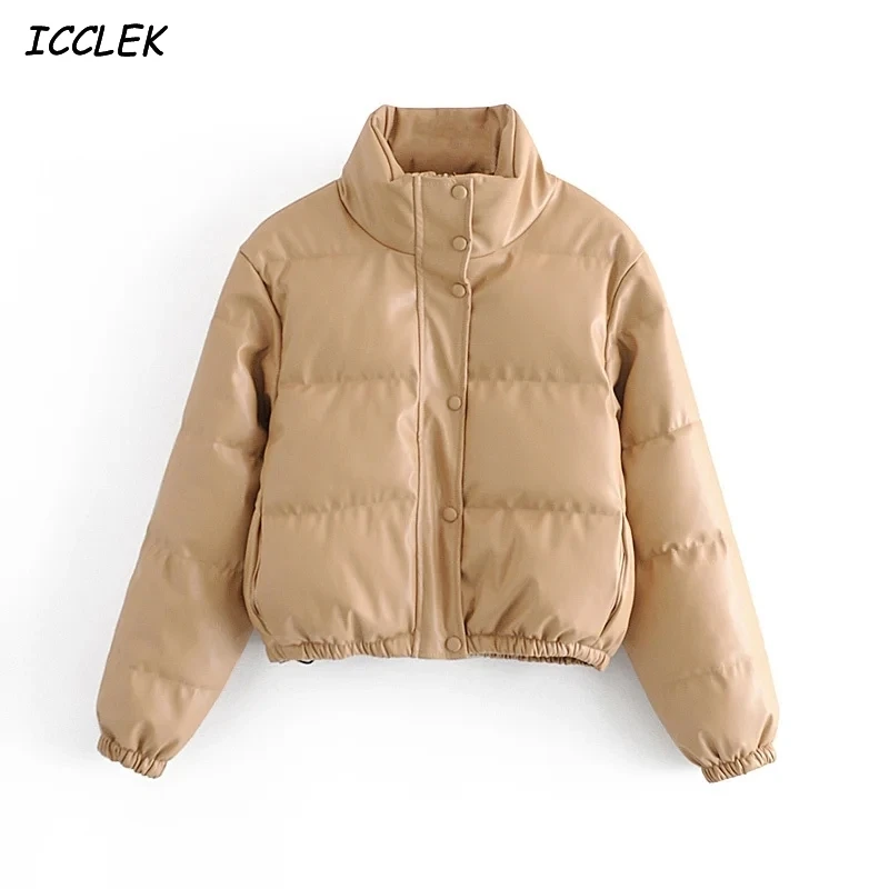 Za Women's Parkas PU Leather Khaki Cropped Jackets Winter Warm Coats Outerwear Crop Tops Thick Jacket Faux Leather Female 2020
Za Women's Parkas PU Leather Khaki Cropped Jackets Winter Warm Coats Outerwear Crop Tops Thick Jacket Faux Leather Female 2020