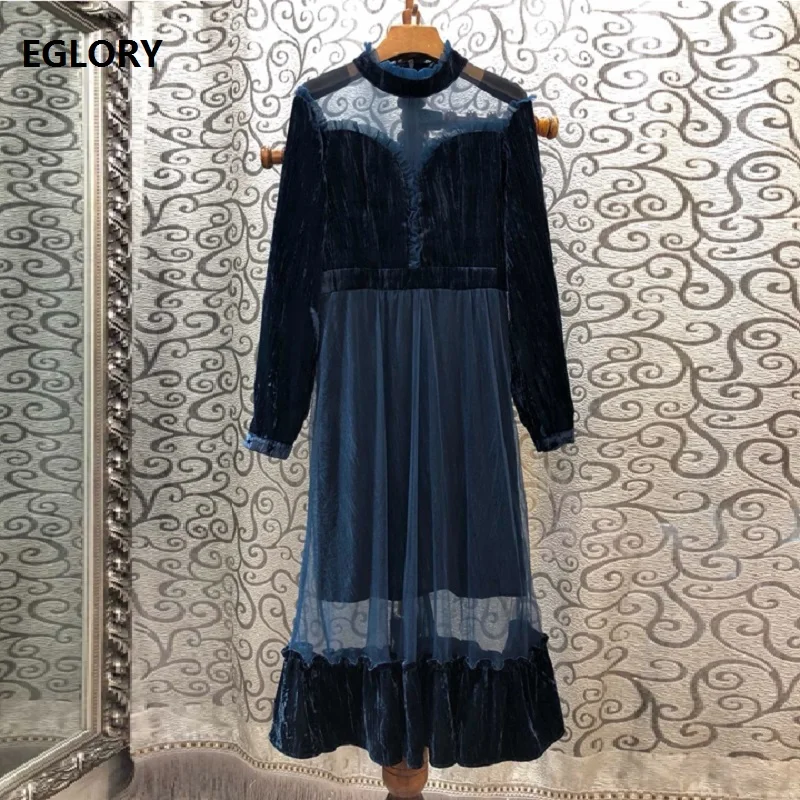 Velvet Dress 2019 Autumn Winter Evening Club Dresses Women Sexy Sheer Mesh Patchwork Long Sleeve Vintage Retro Dress Black Blue
Velvet Dress 2019 Autumn Winter Evening Club Dresses Women Sexy Sheer Mesh Patchwork Long Sleeve Vintage Retro Dress Black Blue