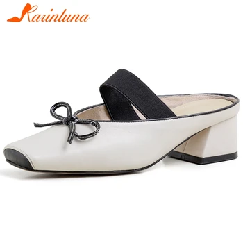 Karinluna New Design Genuine Cow Leather Chunky Heels Slip On Summer Shoes Women Pumps Mules Butterfly Casual Pumps Woman
Karinluna New Design Genuine Cow Leather Chunky Heels Slip On Summer Shoes Women Pumps Mules Butterfly Casual Pumps Woman