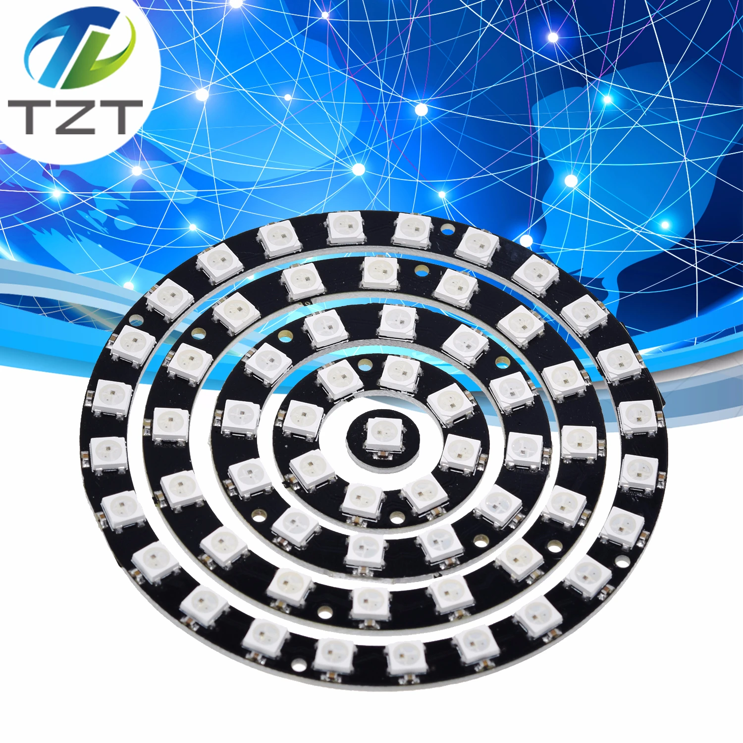 

1pcs RGB LED Ring 1Bit 8Bit 12Bit 16Bit 24Bit WS2812 5050 RGB LED + Integrated Drivers Built-in full-color actuate lights Round