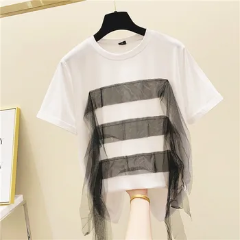 Mesh Splicing Round Neck Cotton T-shirt Female 2020 Summer New Korean Version Loose Design Sense Half-sleeved T-shirt Women Tops
Mesh Splicing Round Neck Cotton T-shirt Female 2020 Summer New Korean Version Loose Design Sense Half-sleeved T-shirt Women Tops