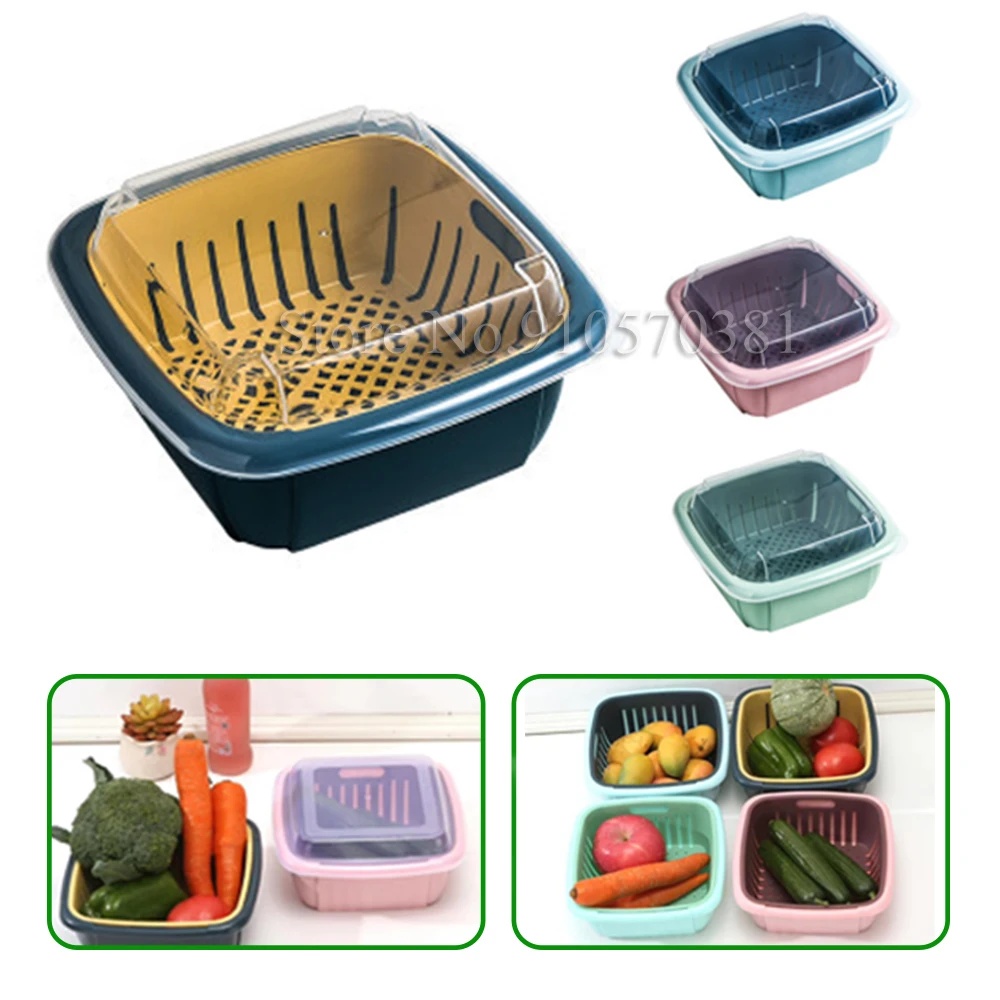 2020 NEW Keep Fresh Multifunction Double-Layer Drain Basket With Lid Kitchen Refrigerator Storage Box Plastic Fruit Crisper
2020 NEW Keep Fresh Multifunction Double-Layer Drain Basket With Lid Kitchen Refrigerator Storage Box Plastic Fruit Crisper