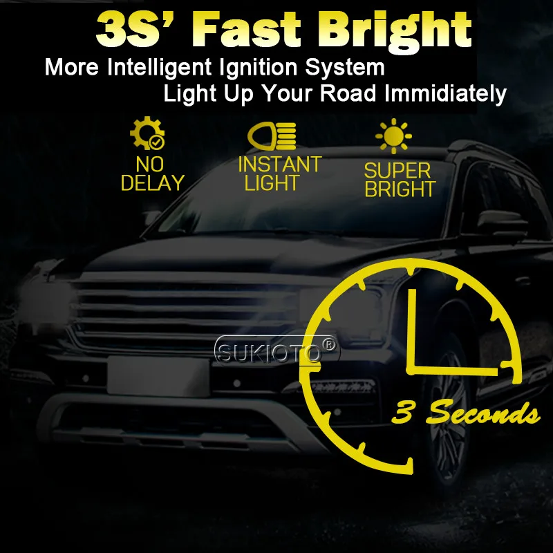 SUKIOTO Super Fast Bright 55W H7 Xenon HID Kit H1 H11 9005 HB3 9006 D2H 9012 5500K Ignition Block Slim Ballast Auto Headlight (18)
