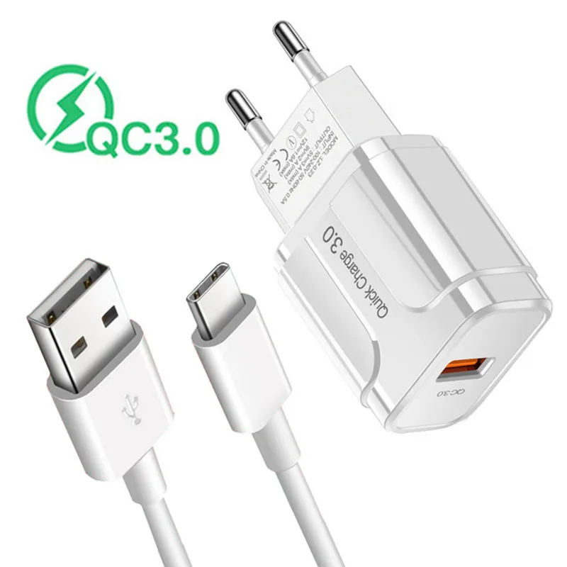 Oppo Realme Narzo 50A XT C2 C25 Nokia 7.2 QC 3.0 3A Fast Charger USB Adapter Type C Micro Cable For Samsung A42 A21s Bluboo S8 | Мобильные